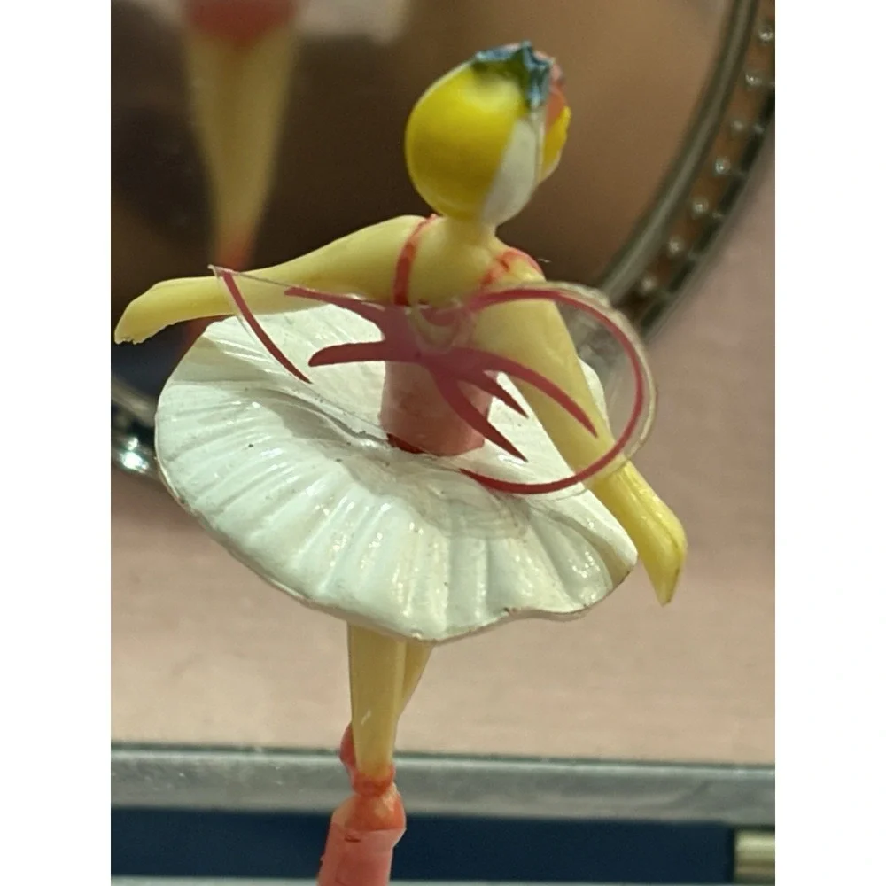 Dancing Fairy Jewelry Box #217-28 Ballerina Pink Beaded Handle Twinkle Works